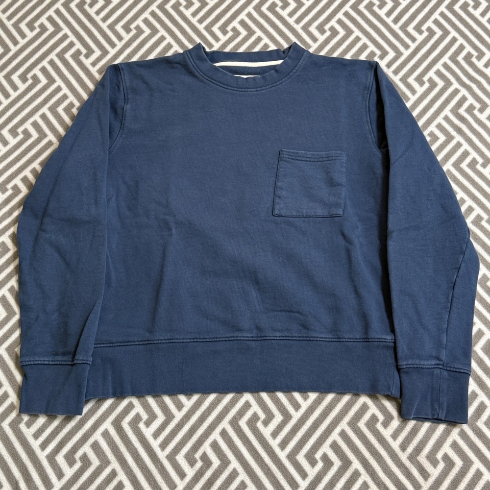 FAR AFIELD Mens Sweatshirt Size 1 Blue Crew Neck Pocket Pullover BCI‎ Cotton